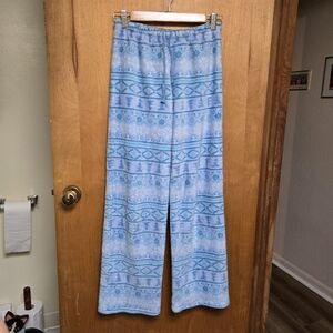 Cozy Plush Blue Patterned Women's Pajama Pants
